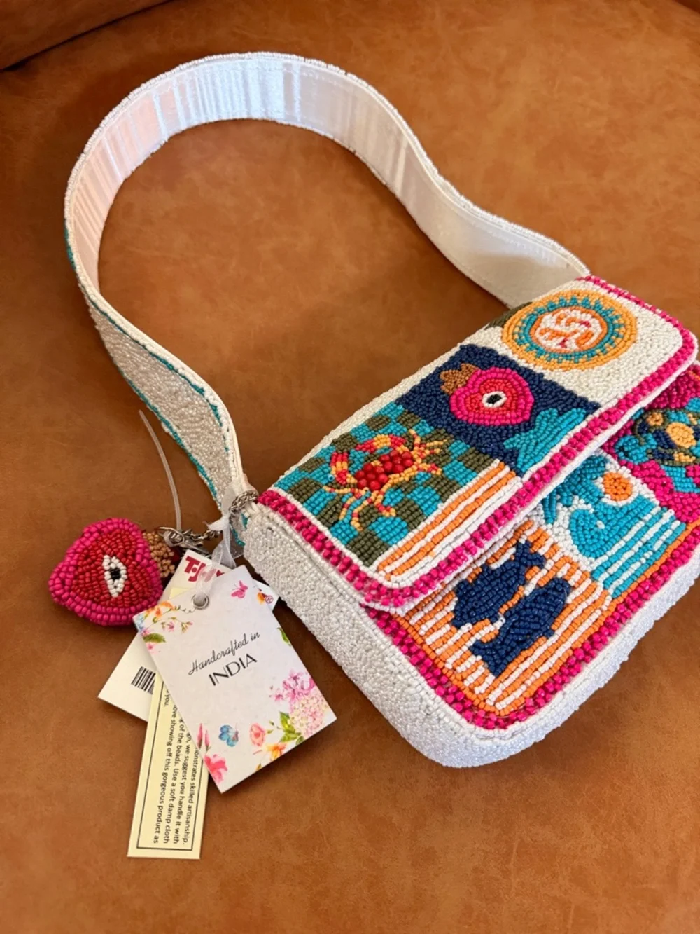 Viral TJ Maxx Beaded Crab Evil Eye Bag Made in India Colorful TikTok Trend Purse - Picture 2 of 15